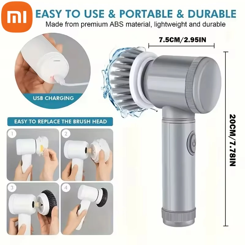 

Xiaomi Electric Spin Scrubber Cordless Spin Scrubber With 6 Replaceable Brush Heads Electric Cleaning Brush Cleaning Tools