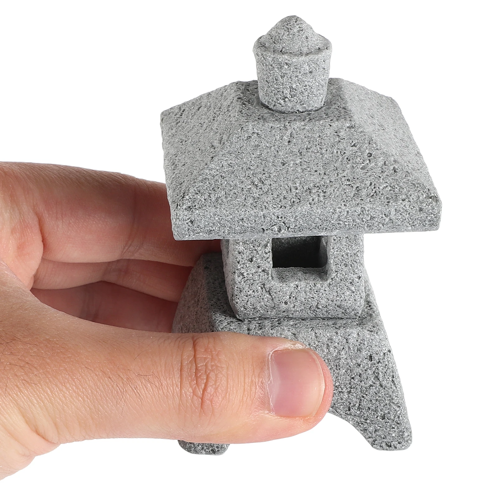 

Lantern Stone Statue Mini Pavilion Model Small Miniature Scene Garden Decoration Grey Gardening Ornament High Simulation
