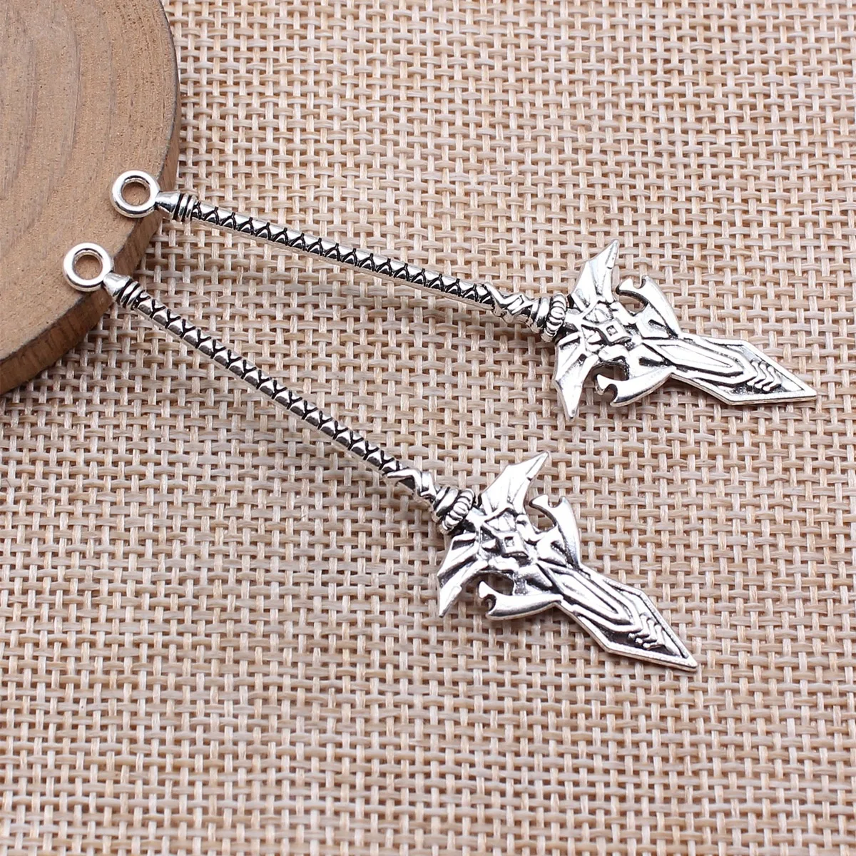 20pcs 70mm(2.76inch) Antique Silver Color Acgn Cosplay Sword, Gun, Sword And Halberd Charms Vintage Jewelry Making Accessories