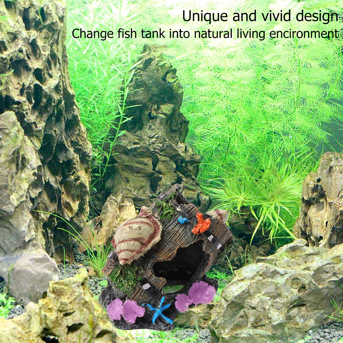 

Shell Barrel Resin Fish Tank Decoration Aquarium Ornament Hiding Cave Craft Vivid Stylish Design Barrel Hiding Cave