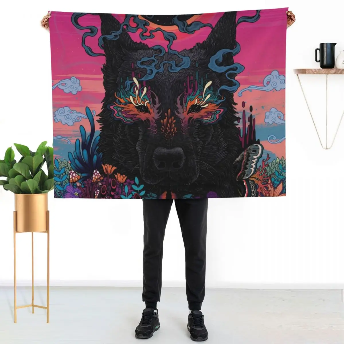 Black Eyed Dog Throw Blanket Stylish Decor Blanket Gift for Friends Roommate
