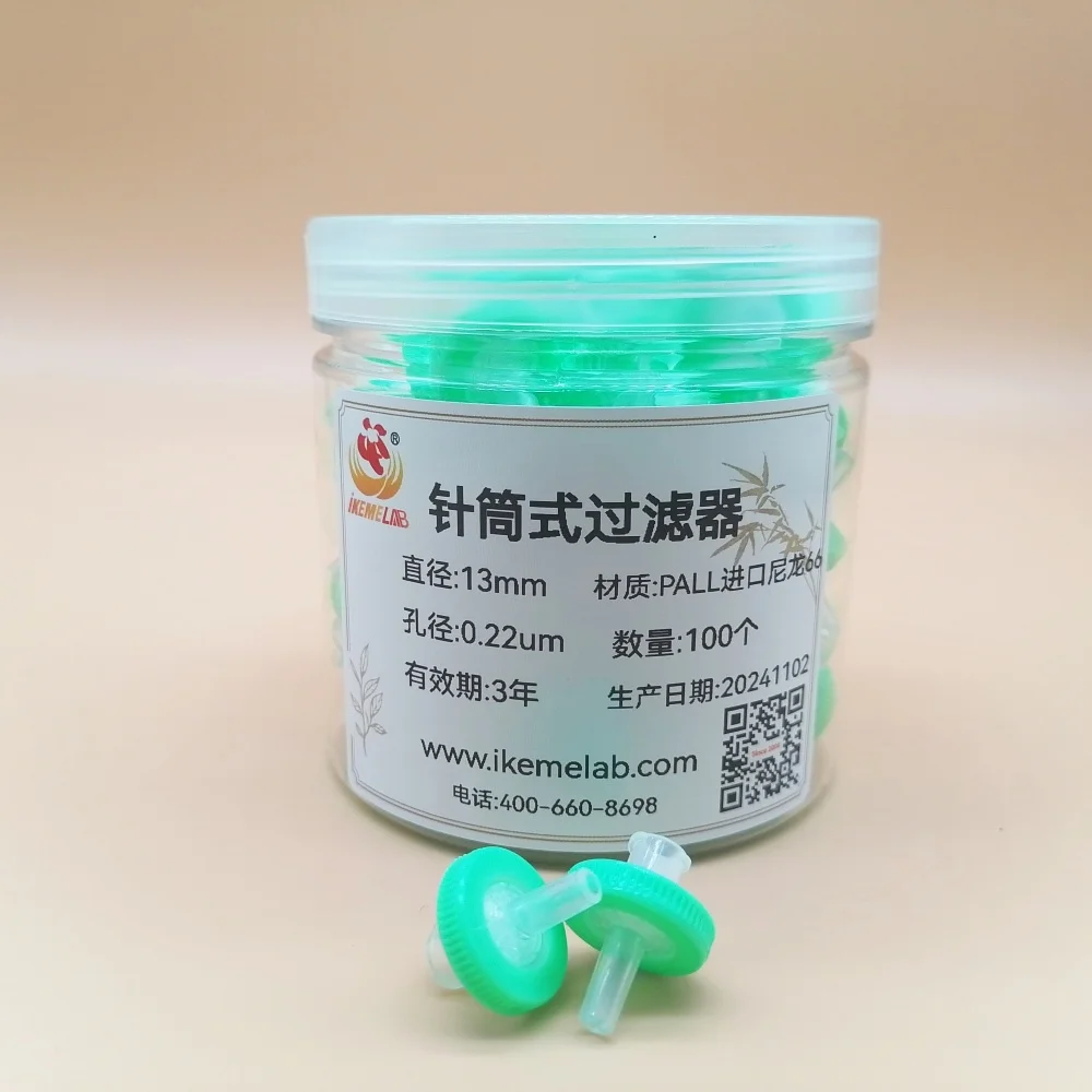 

IKEME 100pcs/box Lab 13mm Nylon/ PES Disposable Membrane Syringe Filter 0.1/0.8/0.22/0.45um Needle Filter Lab Equipment