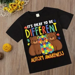 autism Boys T Shirt Short Sleeves Cotton Tops Girls Baby Children Clothing Summer Tshirt Dinosaur Tee Toddler Clothes 2-14 Years