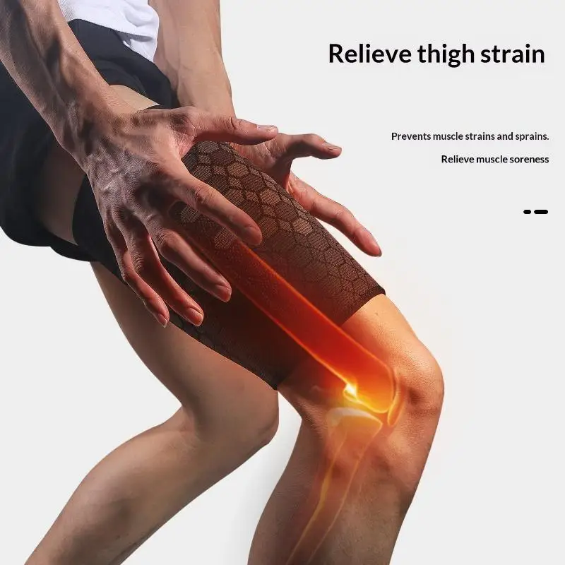 Knitted Nylon Sports Thigh Protector Muscle Recovery Support Guard for Cycling Basketball Post Injury Training