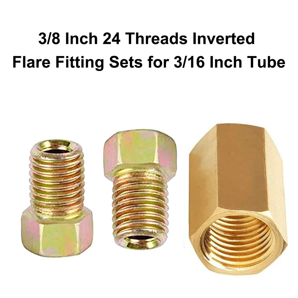 New Practical Brake Pipe Fitting Nuts 18pcs/set 3/8in Assortment Brake Line Replacement For 3/16in Brake Line Tube