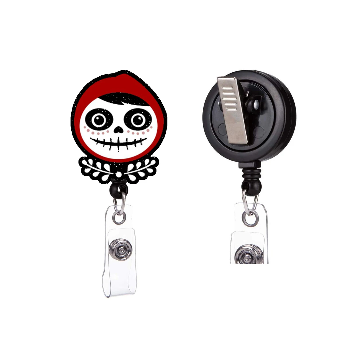 New Cute Cartoon Boo Halloween Retractable Nurse Badge Reel Anime Name Tag ID Card Holder 360 Rotating Alligator Keys Lanyard