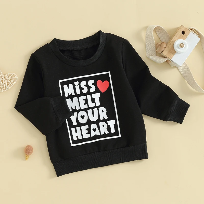 Toddler Girl s Valentine s Day Sweatshirt with Heart Print Long Sleeve Pullover Autumn Top for Kids Cute Fall Clothing