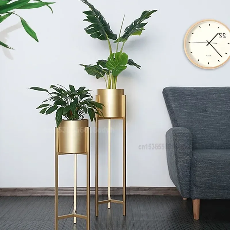 Customizable Golden Flower Shelf, Nordic Indoor Iron Pot Holder, Gold Floorstanding Plant Stand, Home Decorative Flower Rack