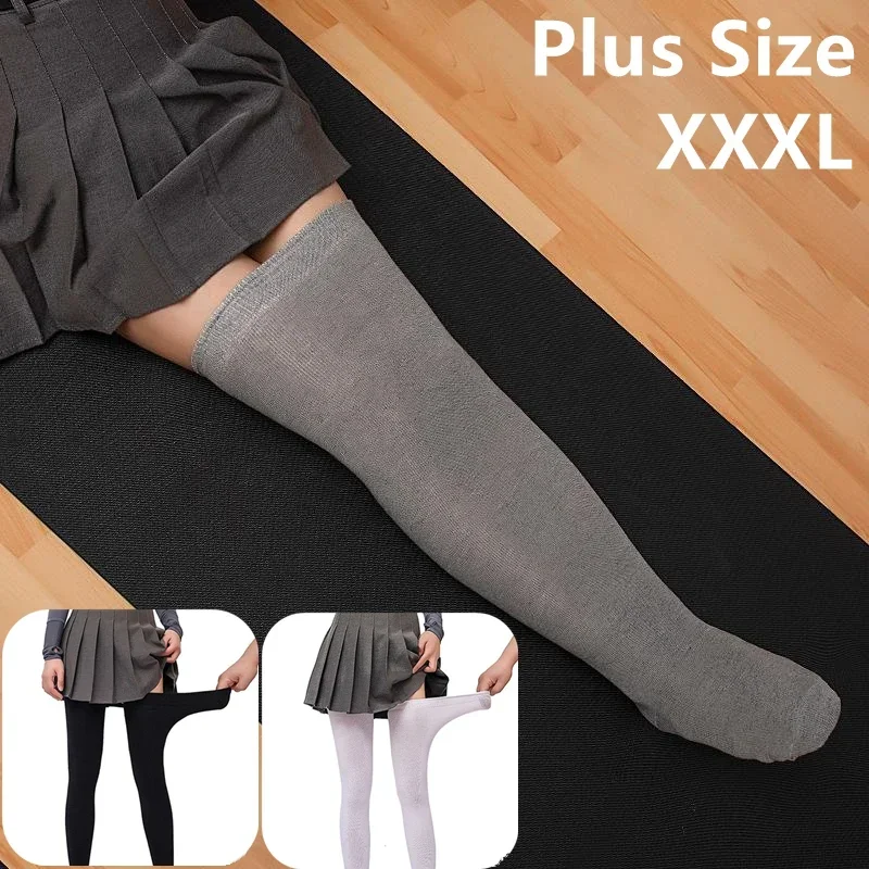 Große übergroße Damen-Oberschenkelhohe lange Socken in Übergröße, Damen-Kniestrümpfe, schwarz-weiß gestreifte Strümpfe, Beinwärmer, XXXL, XXXXL, 5XL