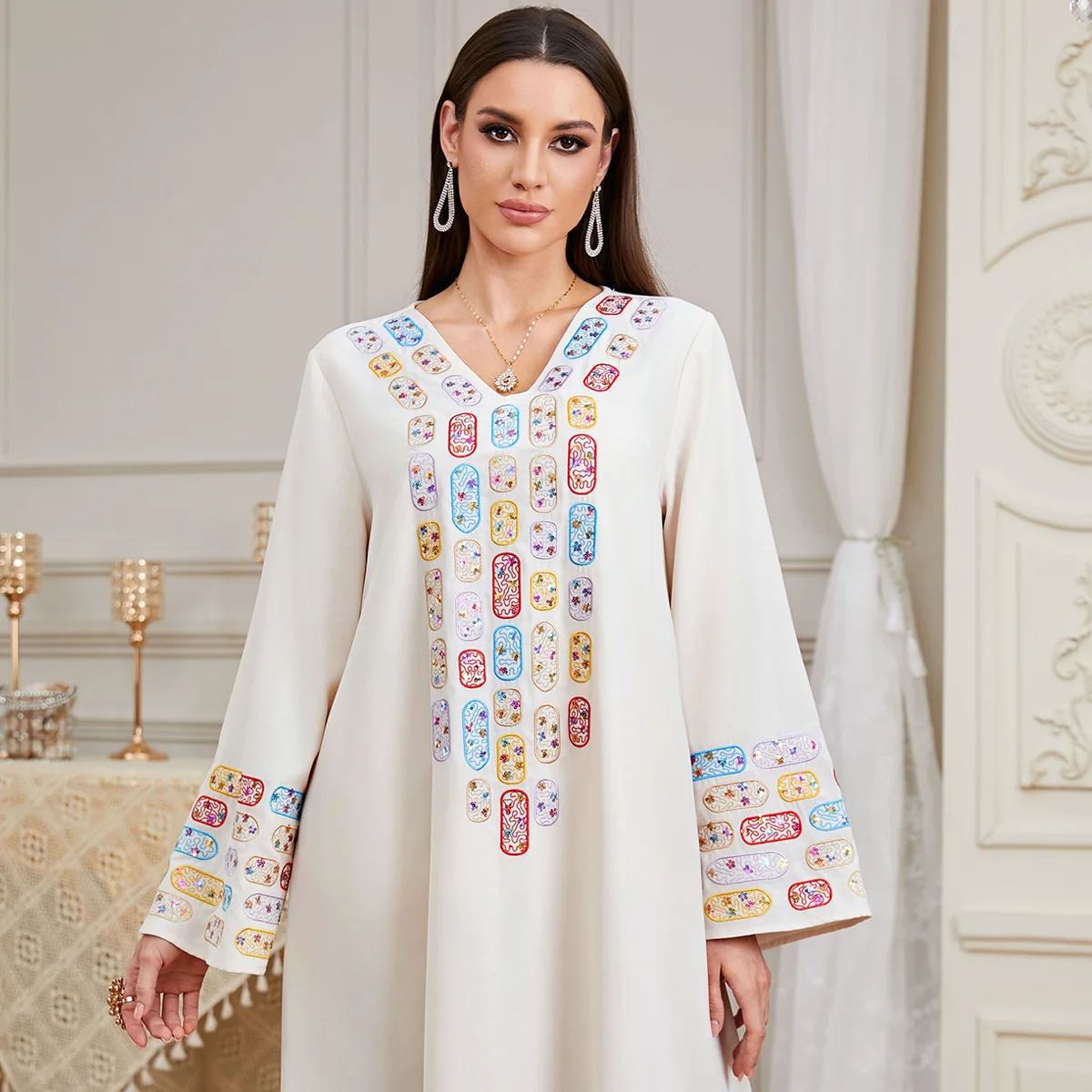 

Eid Mubarak Djellaba Embroidery Party Dresses for Women Muslim Dress Dubai Abaya Turkey Kaftan Caftan Marocain Femme Robe Gown