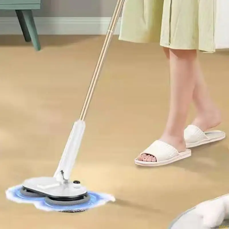 A0NC Cordless Electric Spin Mop للأخشاب الصلبة والبلاط ، فرك MOP مع 2 منصات MOP
