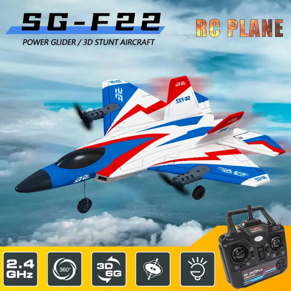 New F22 Stunts RC Plane 2.4G 4CH Remote Control 3D Plane Flying Glider With LED Lights EPP Foam Airplane Toys For Children Gifts