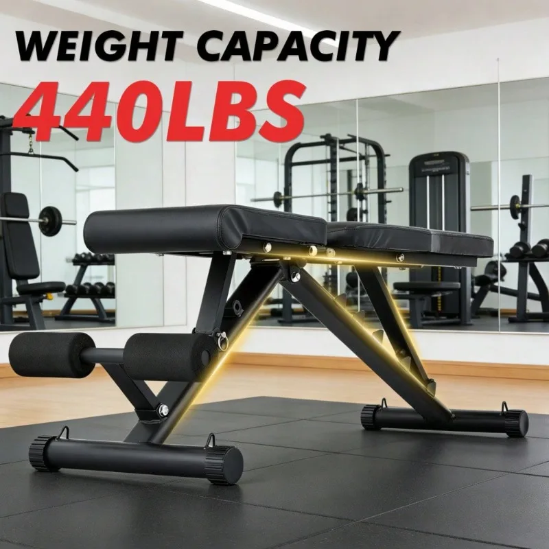 Adjustable Foldable Weight Bench For Home Gym, Heavy Duty Workout Bench With Multi-Position Incline Decline Flat, Full Body Strength Training Bench, Space Saving Design For Small Apartments