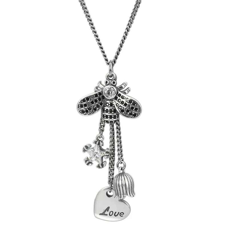 Imagem -06 - Sterling Silver Little Bee Cadeia Conjunto para Mulheres Multi Elemento Personalizado Presente Elegante Personalizado Novo Bocai-s925