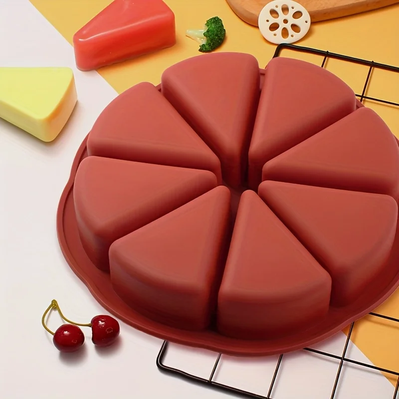 1pc Silicone Triangle Cake Mold Set - Suitable for 8-cavity Non Stick Baking Trays for Brownies, Pancakes, Cupcakes, Etc