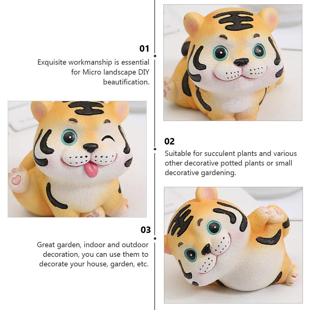 

4pcs Resin Car Decorations Cartoon Animal Small Ornaments For Home Desktop Garden Decor Indoor Outdoor Micro Landscape Diy