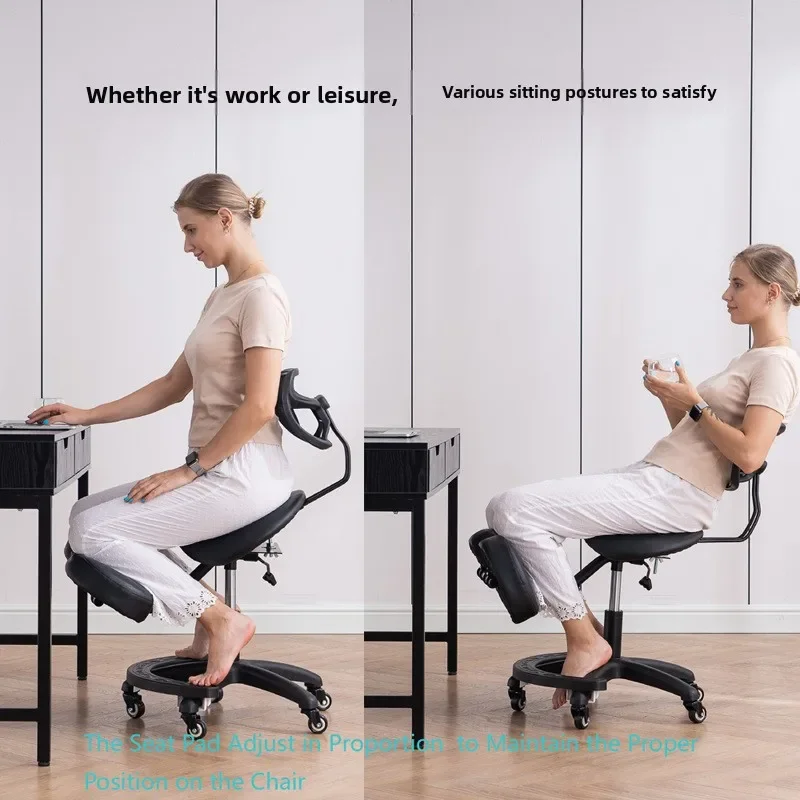 Kneeling Chair Adult Ergonomic Correction Chair Saddle Chair Double Cushion Adjustable Anti-Hunchback Position Learning