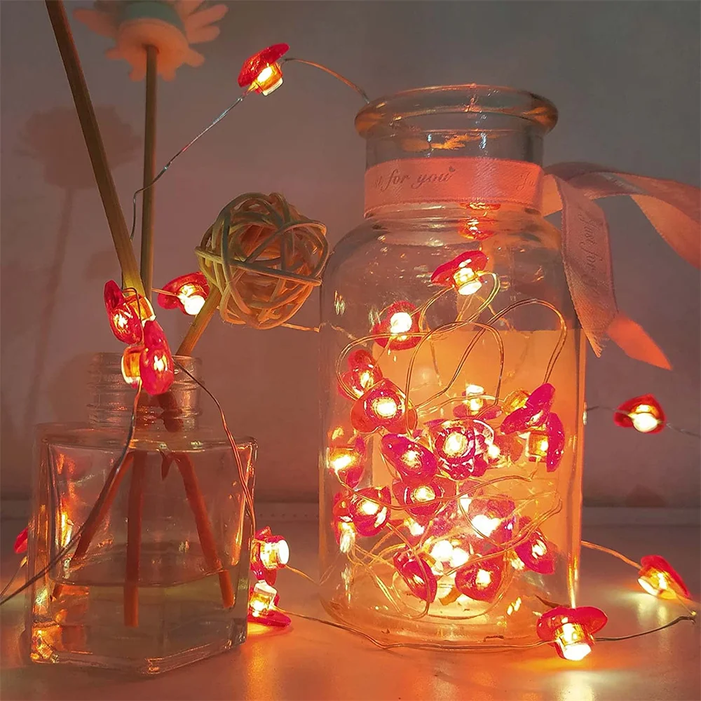 3M 30 Led Valentines Rode Hartvormige Night Lights String Led Licht Liefde Decor Light Remote Holiday Party Fairy bruiloft Verlichting