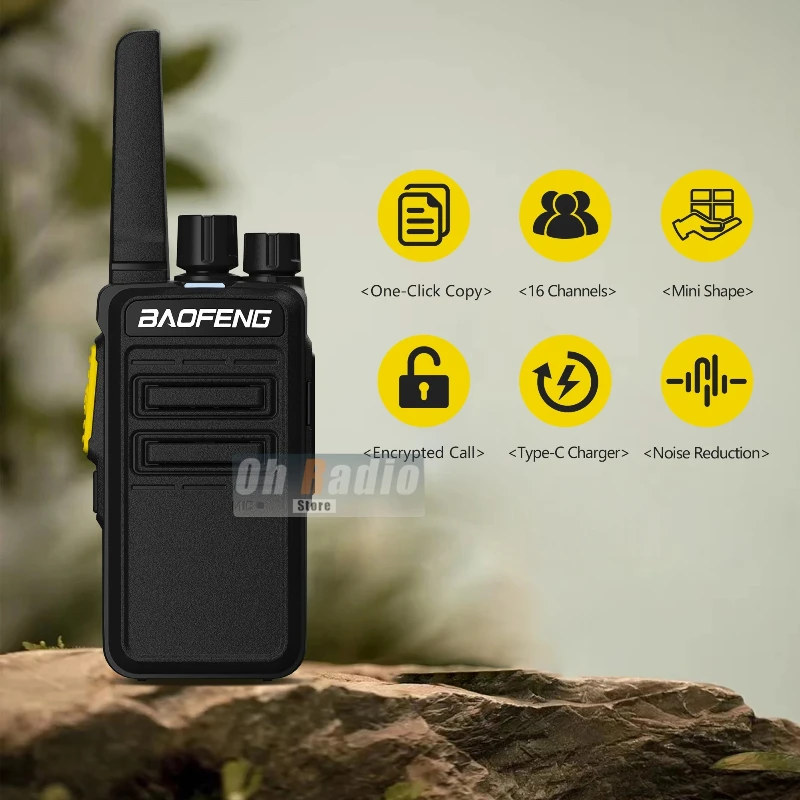 2PCS Baofeng BD-V12A Mini Walkie Talkie Typ-C Ladegerät Rauschunterdrückung Drahtlose Zwei Weg Radio Jagd