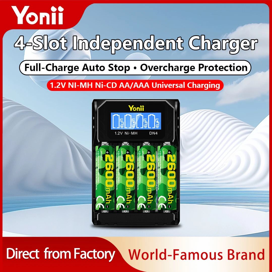 

Зарядное устройство Yonii Smart с четырьмя слотами и ЖК-экраном, возможность зарядки по отдельности и смешанной зарядки. Поддерживает зарядку 1.2V NiMH/NiCd аккумуляторов.