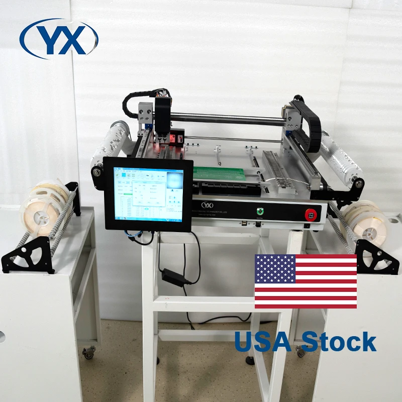 Estoque nos EUA Máquina de picareta e colocação SMT de alta velocidade Modo de visão voadora de alta velocidade Led 2 cabeças 58 alimentadores Mahcine