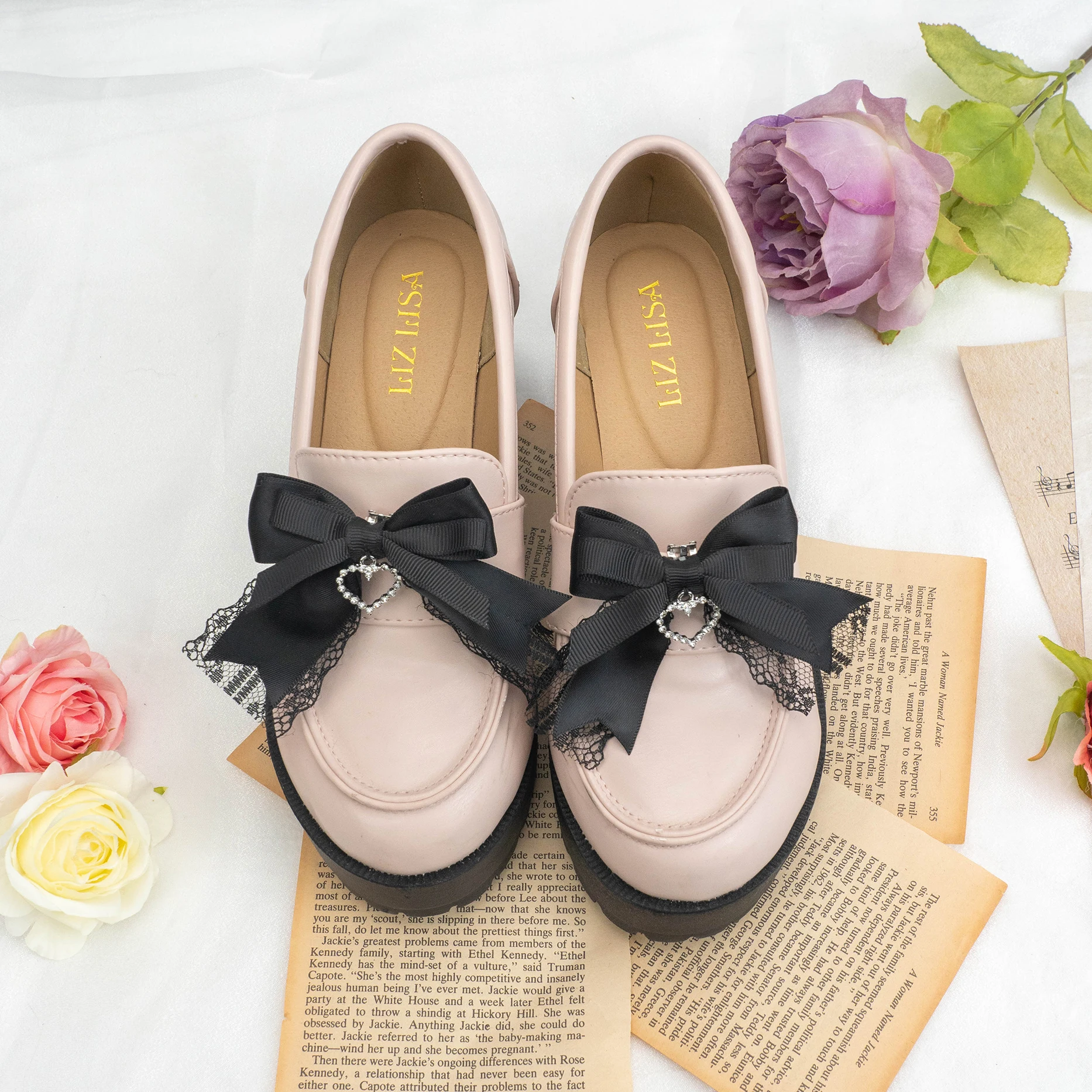 Lolita Sweet Black Mass-Produced Mine Shoes Accessories for Women Japanese Cute Shoe Clip Bow Handmade Buckle Shoe Ornament