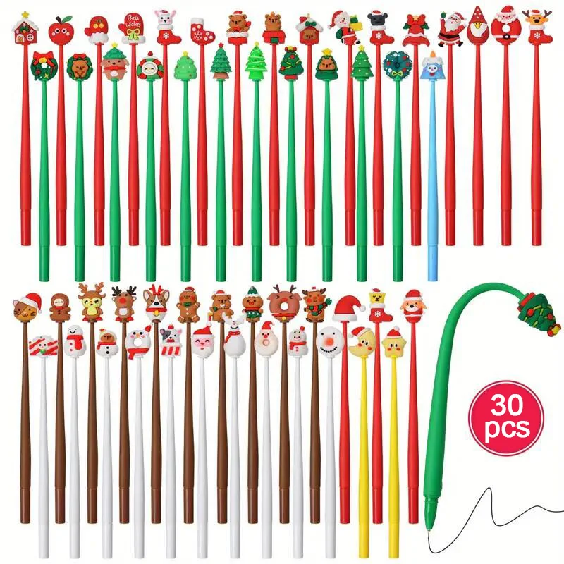 5–30 Stück Cartoon-Weihnachts-Schaukelstifte für Kinder, Neujahr, Geschenke, Schreibwaren, 2026, Weihnachtsfeier, Dekoration, Zubehör, schwarze Tinte, Schreibstift
