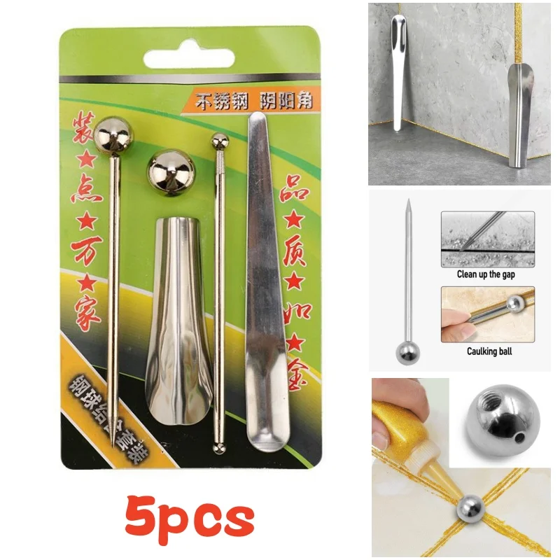 5 Pcs Steel Wall Putty Knife Scraper Ceramic Tile Beauty Seam Agent Yin Yang Corner Shovel Remover Pressure Seamer Hand Tool