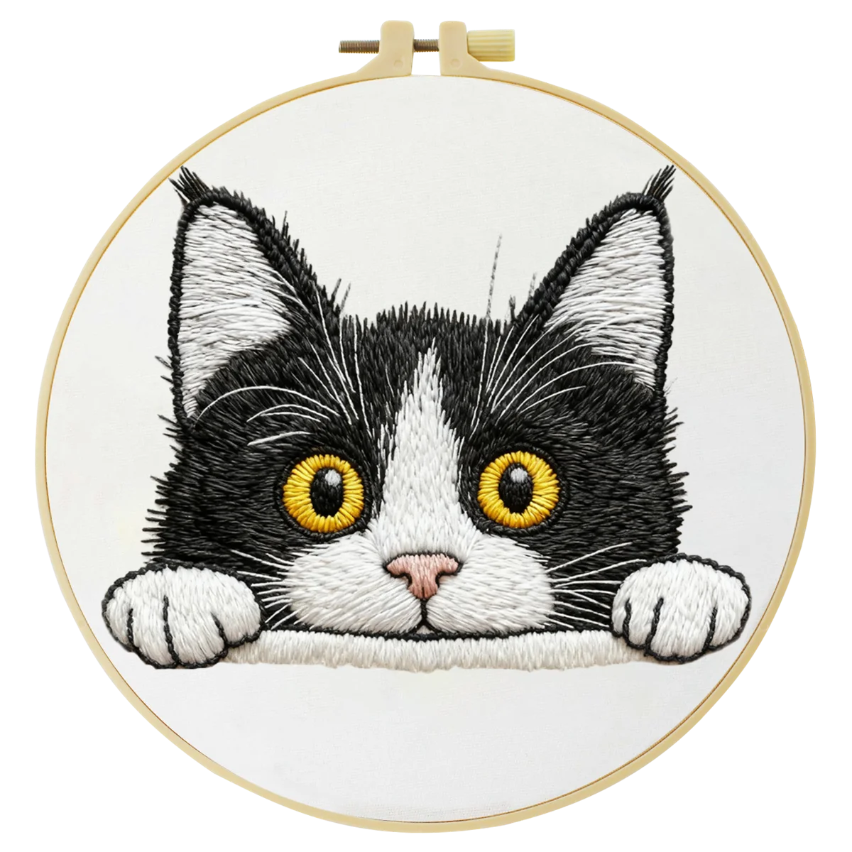 1 Stück 20X20CM/15X15CM 7,87/6,3 Zoll Katzen-Stickerei-Starter-Kit DIY-Kit DIY-Stickerei-Set für Anfänger – Detail 3