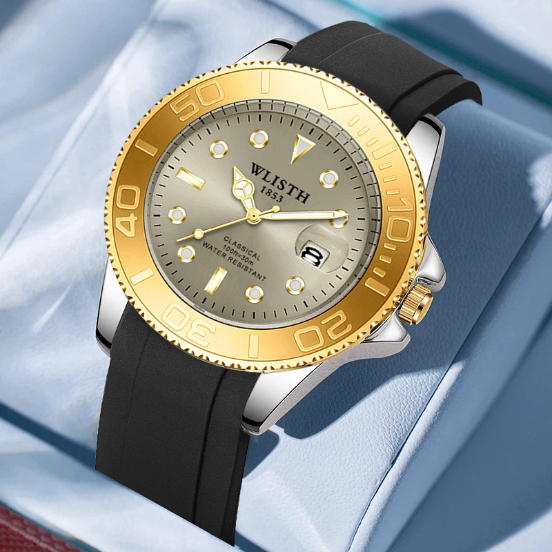 Watches for Man High Quality Fashion Silicone Band Man Watch Waterproof Quartz Wristwatch Functional Business Sports Watch