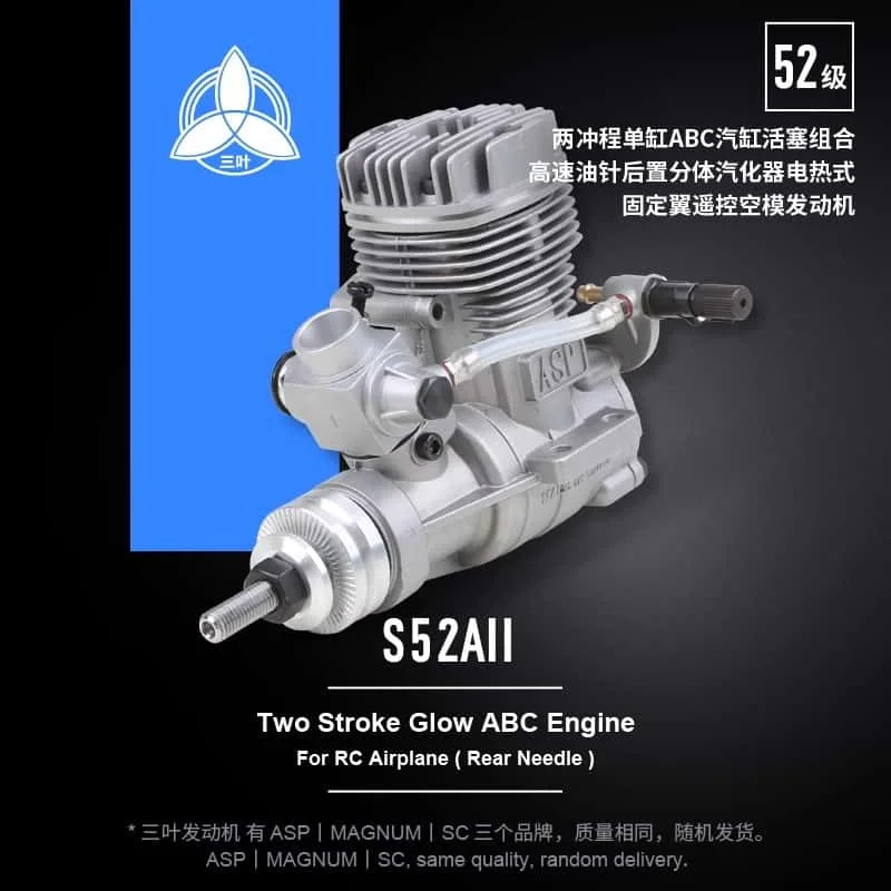 ASP S52A S52AII 52 Class 8.47cc Two-Stroke Single-Cylinder Methanol Engine for Fixed-Wing RC Aircraft Propellar 10*6