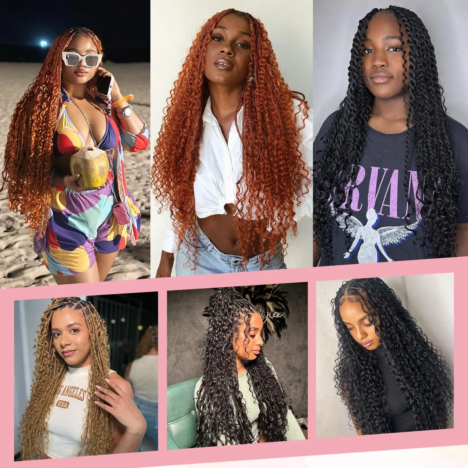 Bundles brésiliens de cheveux humains vierges bouclés pour tressage Boho, extensions de cheveux tressés, vague profonde, ombré, 26 po, 28 po, 100%