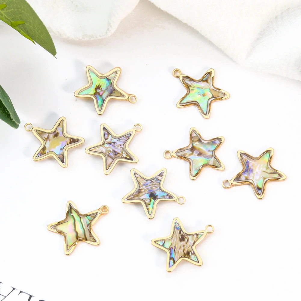 1pc Random Abalone Shell Drop Oil Star Charms Aurora Color Summer Beach Pendant Jewelry Making Earring Dangle Necklace DIY