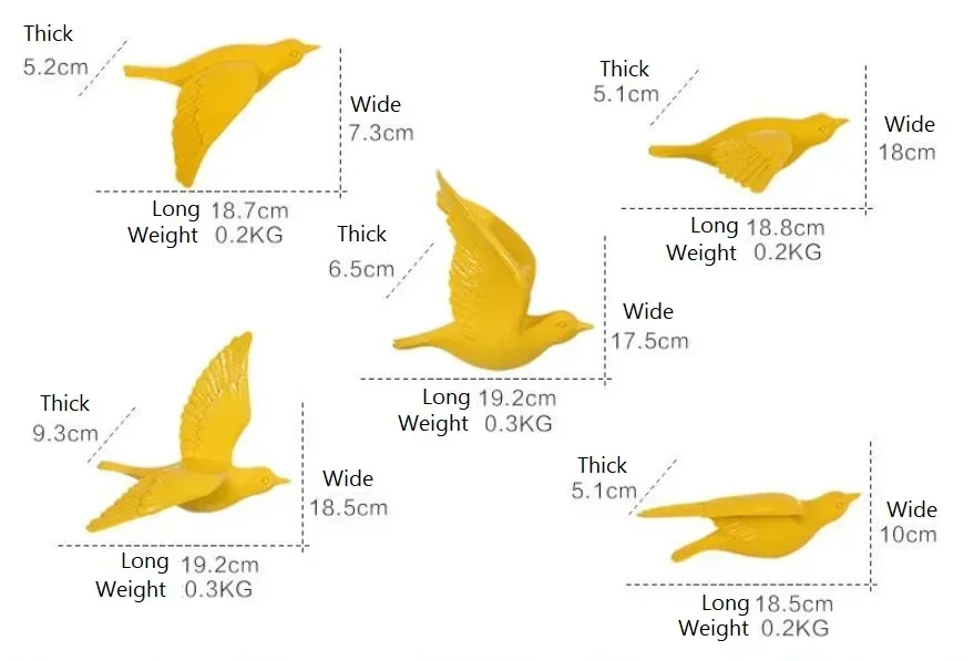 European Resin Birds Wall Hanging Pigeon Crafts Decoration Home Livingroom Sofa TV Background 3D Wall Sticker Ornament Art
