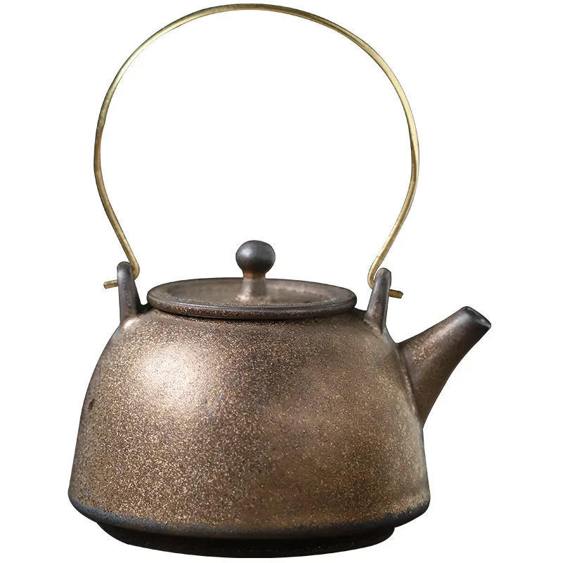 HYS ceramic beam pot small Chinese brewing teapot Chinese kung fu tea set teapot antique old ceramic pot single pot