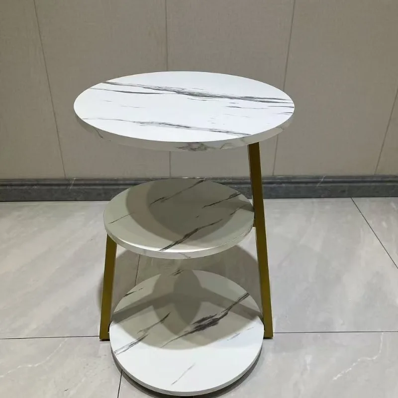 

Modern round corner table metal bedside living room household three-layer table sofa storage multi-layer new small coffee table