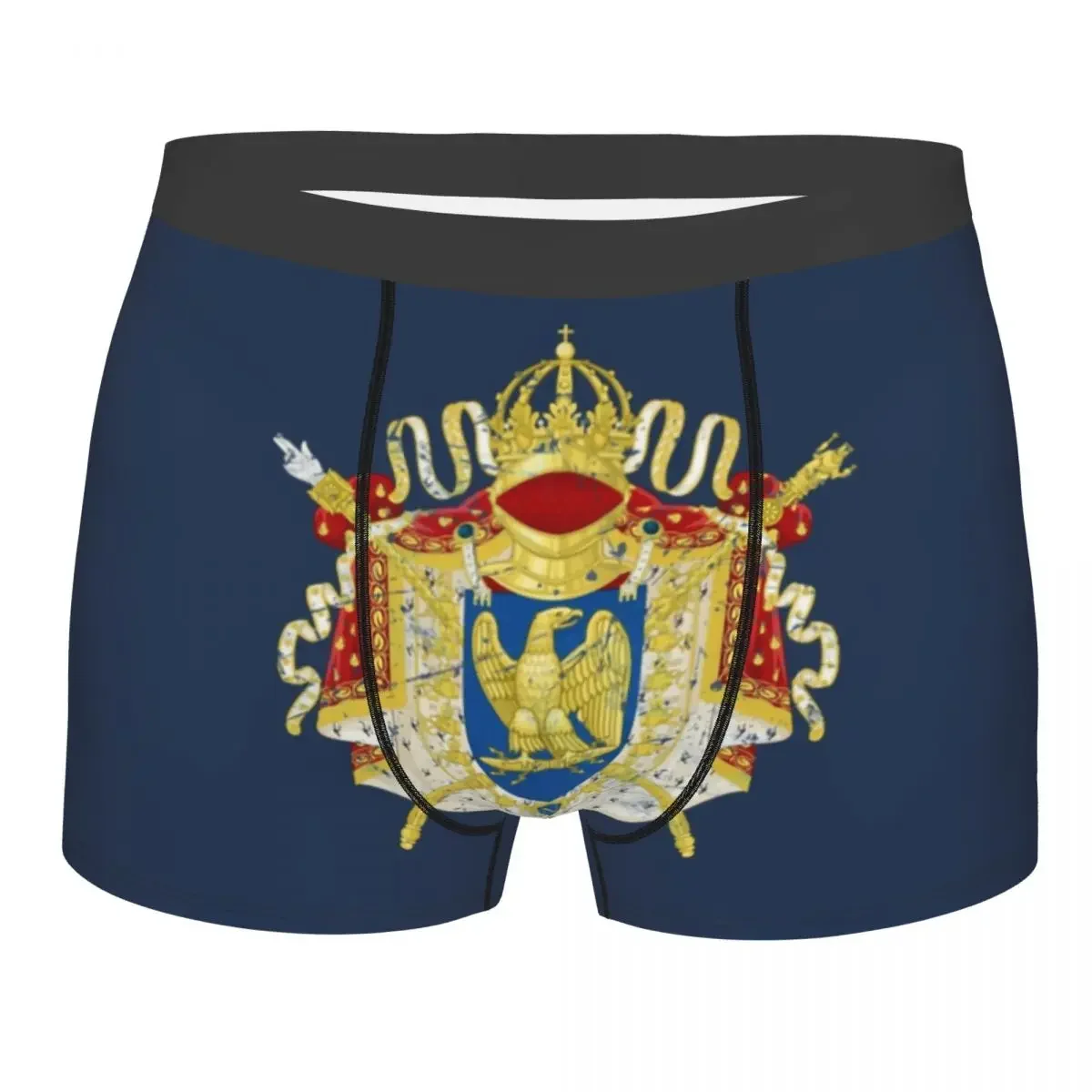 Custom French Empire Napoleon Boxer Shorts For Men 3D Print Coat Of Arms of France Underwear Panties Briefs Stretch Underpants