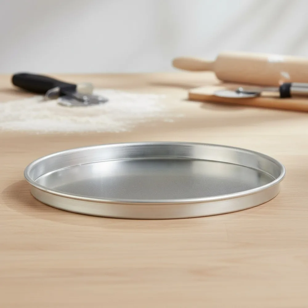 

18-дюймовая профессиональная алюминиевая форма для выпечки, сверхпрочный серебряный противень для пиццы для домашних повара и пекарей, антипригарная поверхность