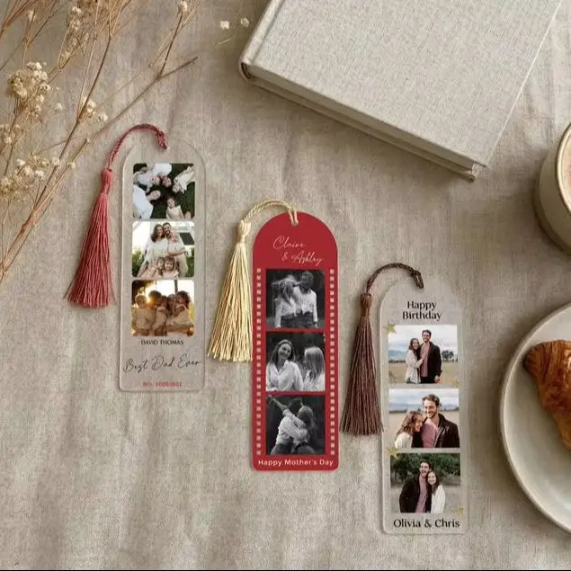 Custom Acrylic Photo Bookmark With Tassel Teacher Appreciation Back to School Anniversary Birthday Gifts Personalized Bookmark