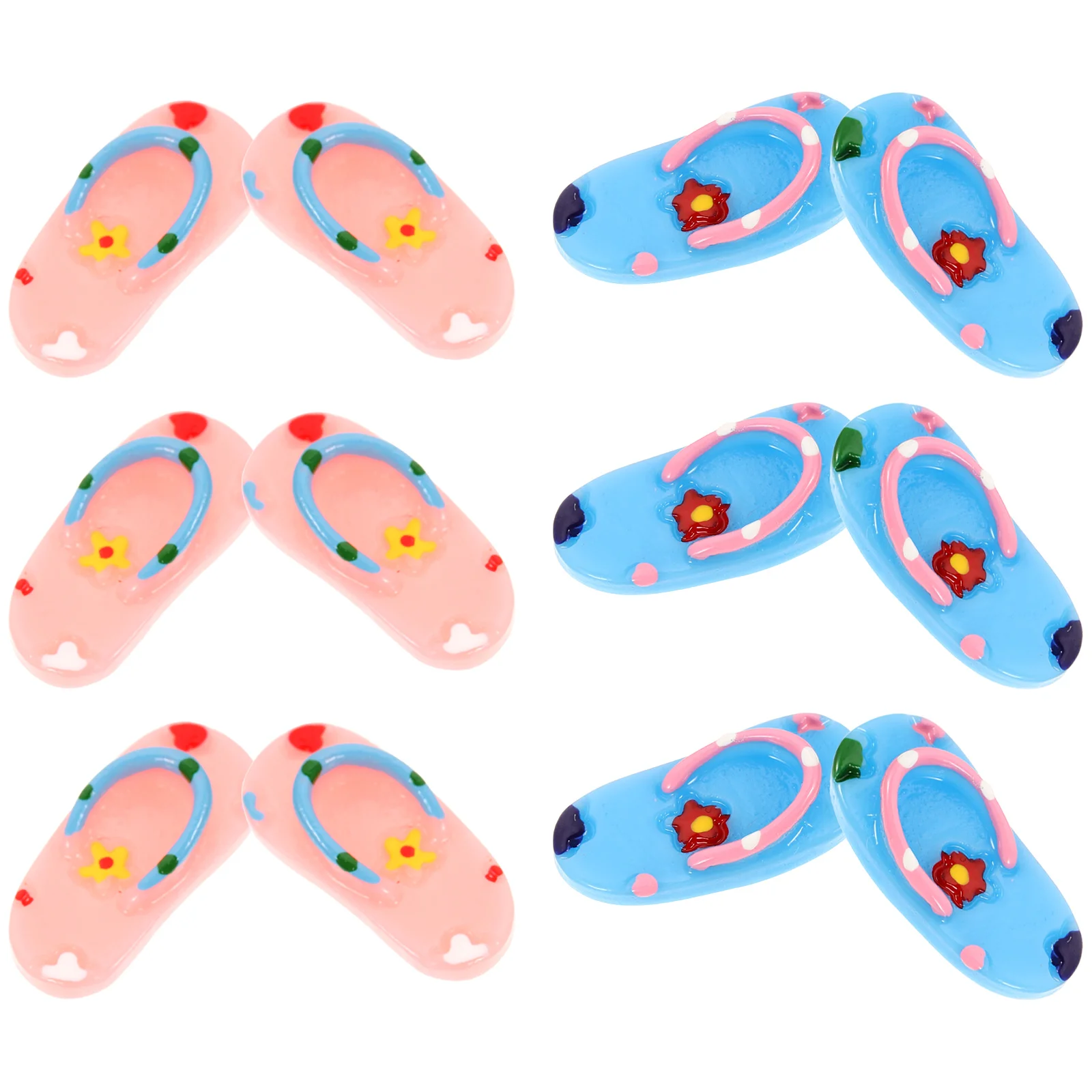 

Beach Style Miniature Slipper Mini Slipper Decor for Dollhouse Small House Props Simulation Shoes Resin