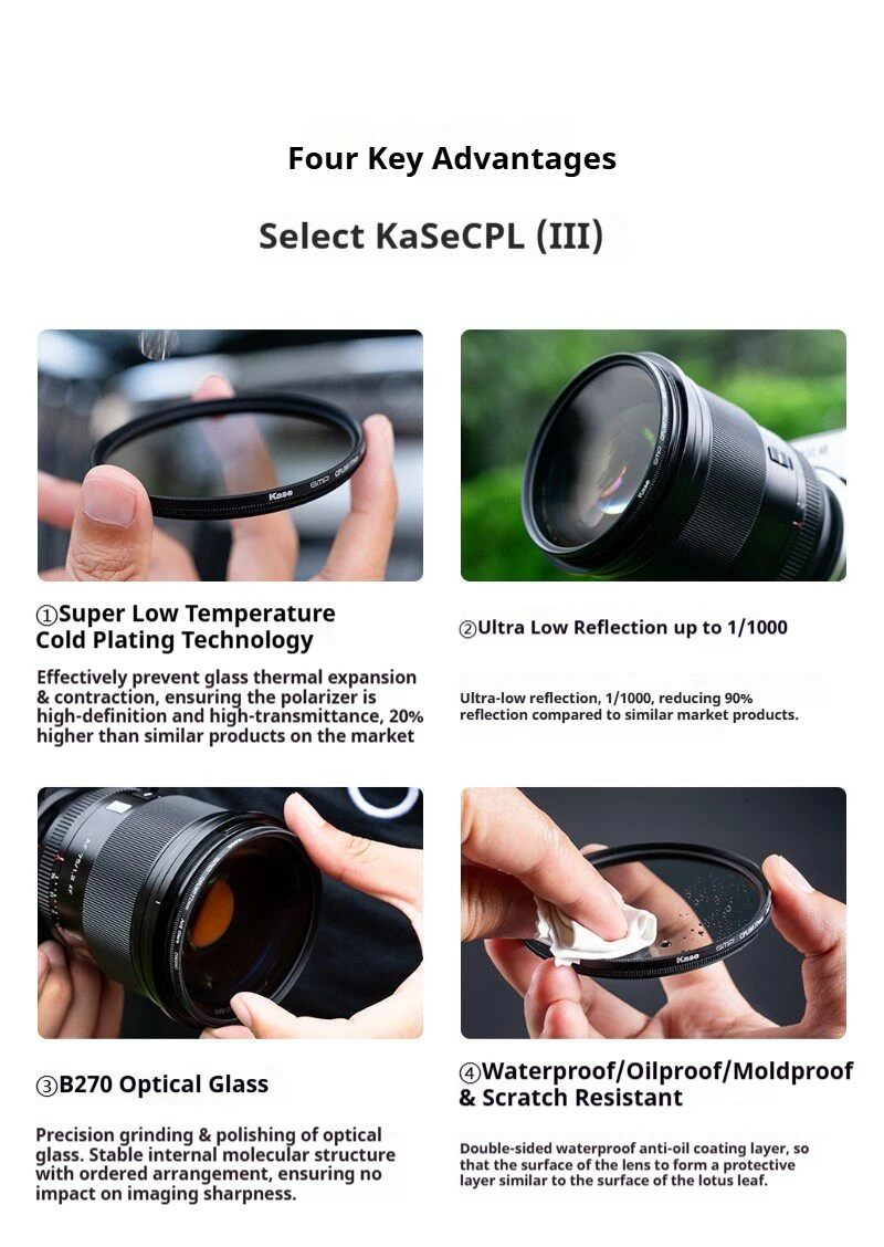Kase CPL-Polarisationsfilter der 3. Generation: Eliminiert Blendung, polarisiert das Licht und verbessert die Farbsättigung. – Detail 2