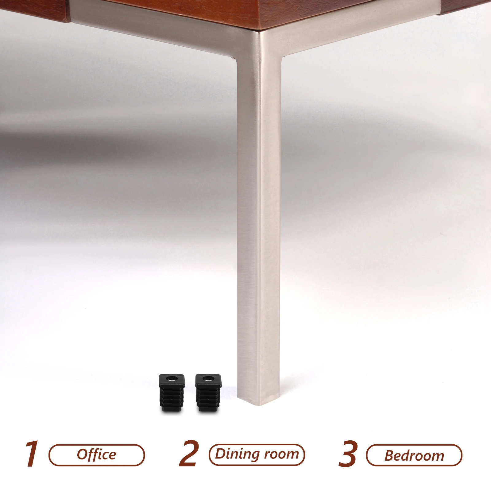 

4pcs Square Tube Heightening Furniture Iron Chair Leg Cap Thread Plastic Plugs Stability Solution Tube End Caps