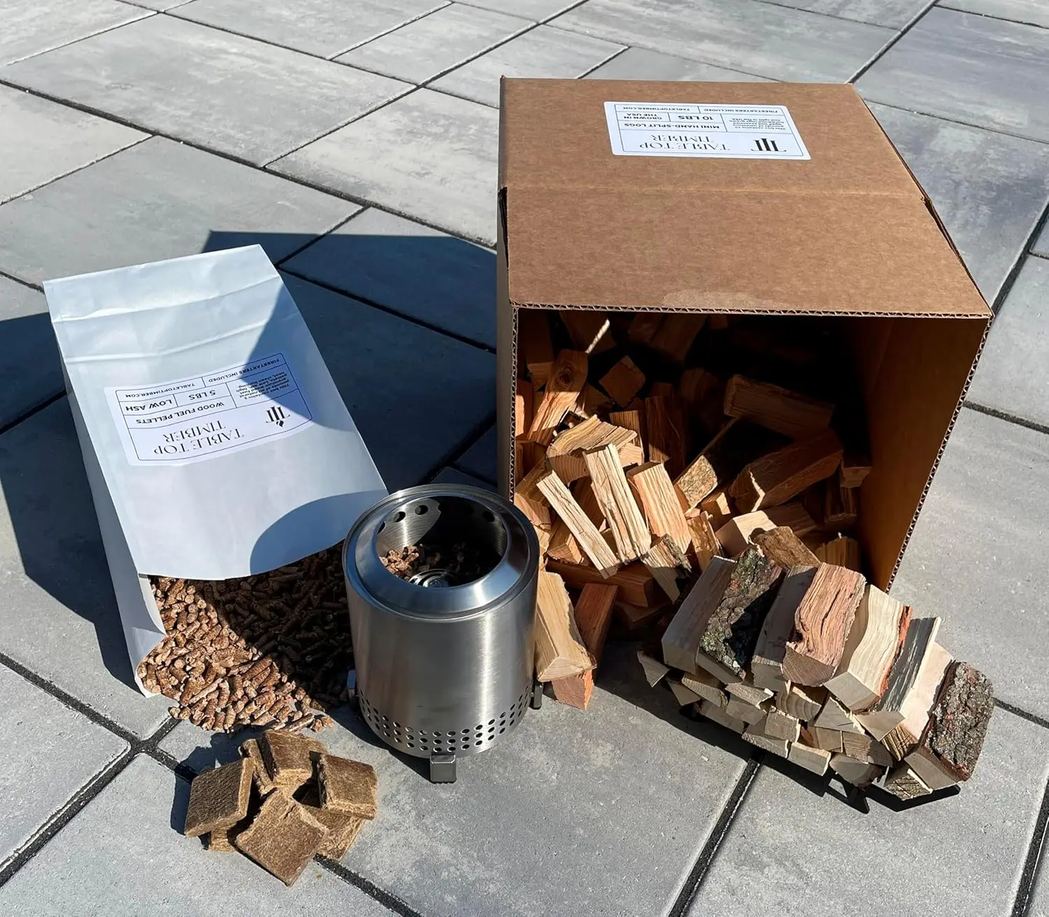 

Mini Firewood, Wood-Fuel pellets, and fire Starters - Compatible with Solo Stove Mesa and Mesa XL - Size Options Available (3.5"