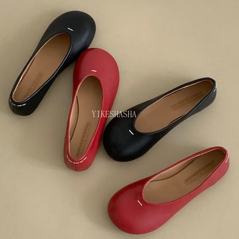 2024 New Round Head Flat Bottom Light Mouth Single Shoes Female Soft Bottom with Skirt Mary Jane Shoes Flats Shoes Women