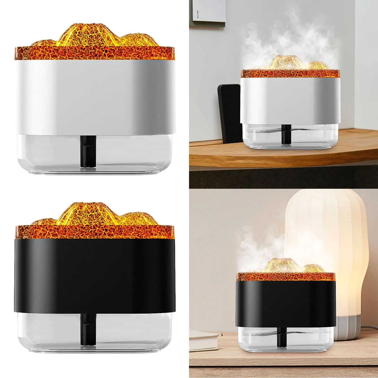 300ml USB Simulated Volcano Bedroom Humidifier Auto Shut Off with Colorful Light Personal Humidifier for Bedroom Multipurpose