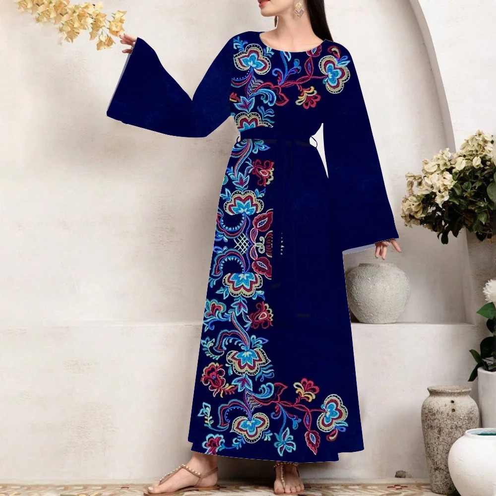 Fashion Femme Flare Sleeve Abaya Muslim Islam Clothing Full Length Abayas Soft And Comfortable Ramadan Robe Turkey Dubai Kaftan