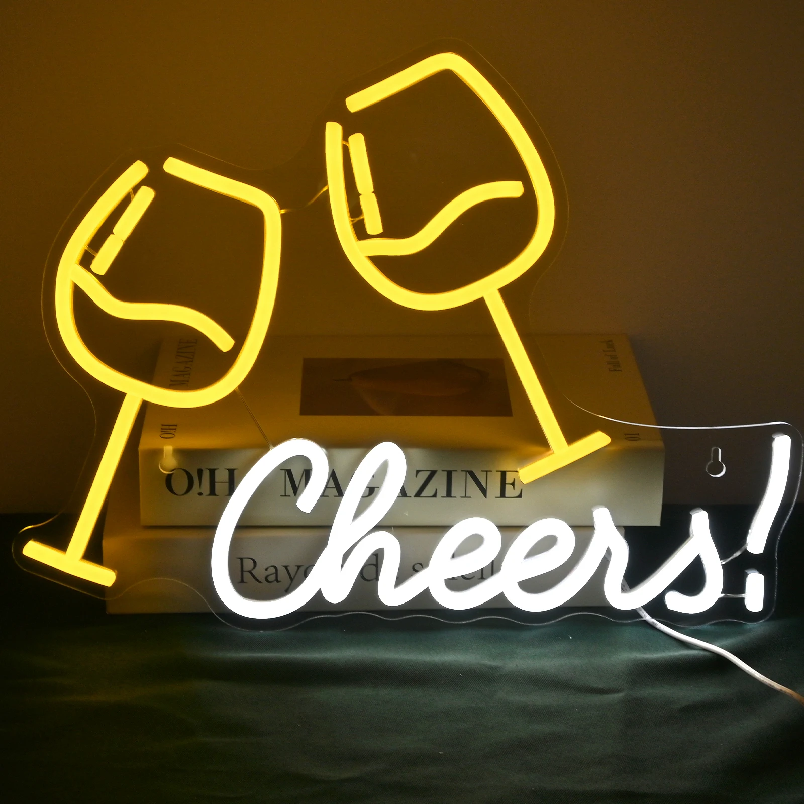 Bar Cheers Neon Sign Led Lights Home Bars Wall Light Up Sign Room Decoration For Birthday Party Pub Club Shop Dimmable USB Lamp