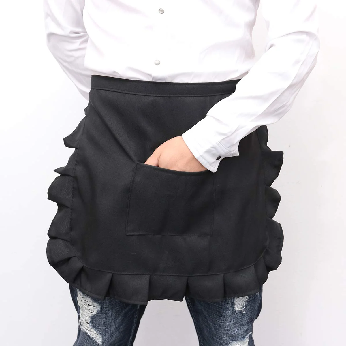 Work Dress Short Apron Maid Costume Half Waist Bib High Kitchen White Waitress Men and Women