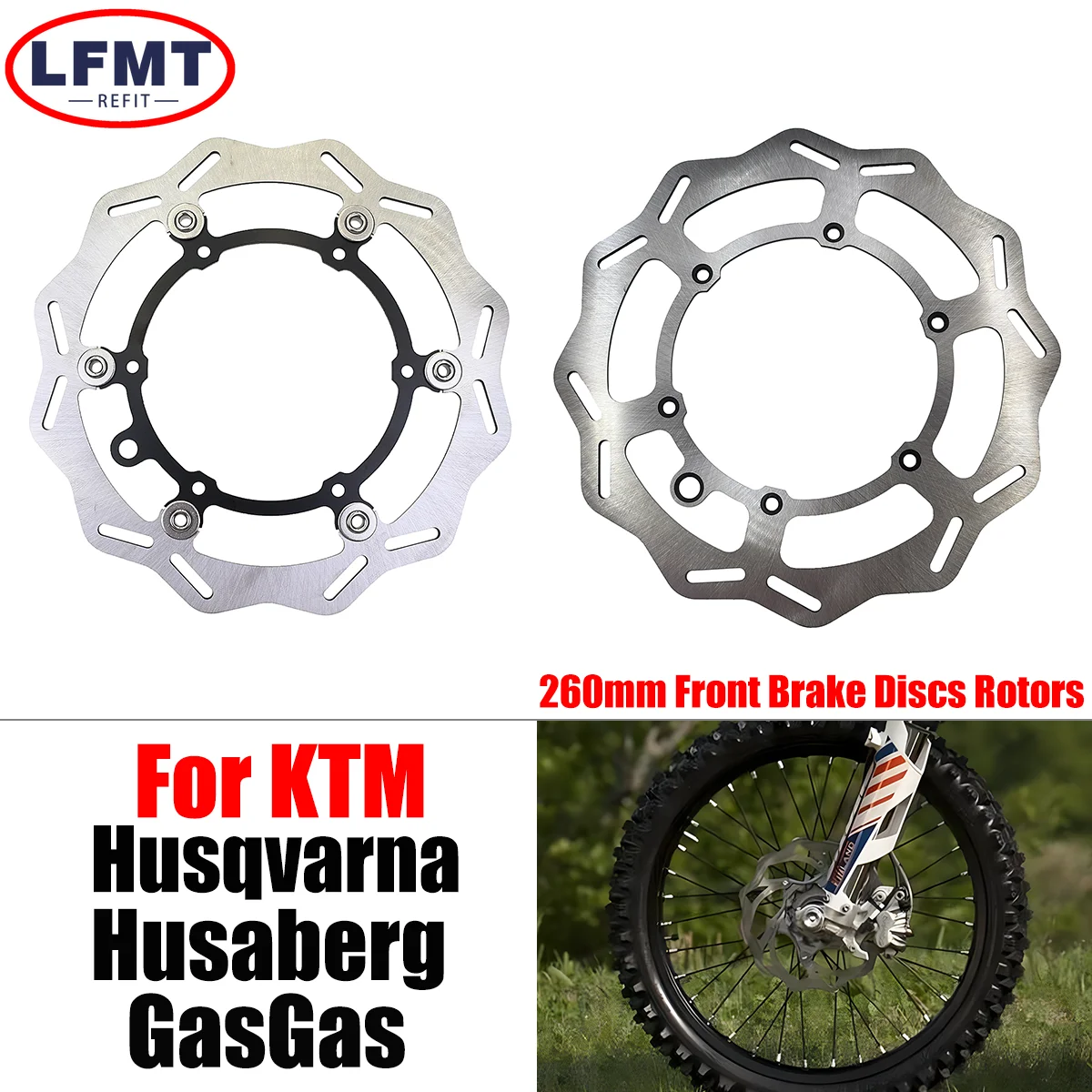 260 millimetri Resistenza Accessori moto Dischi Freno Anteriori Rotori Per Husqvarna FE TE FC TC TX FX 125 150 200 250 350 450 500 501