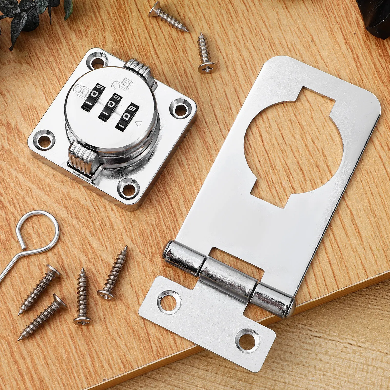 1Set Combination Cabinet Lock Zinc Alloy Hasp Door Lock for Cabinets Drawers Closets Lockers Toolboxes Fridge Freezer Cooler